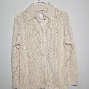 Victoria's Secret PINK Crochet Button-Down Top - White Shell- Size XS - 27022642